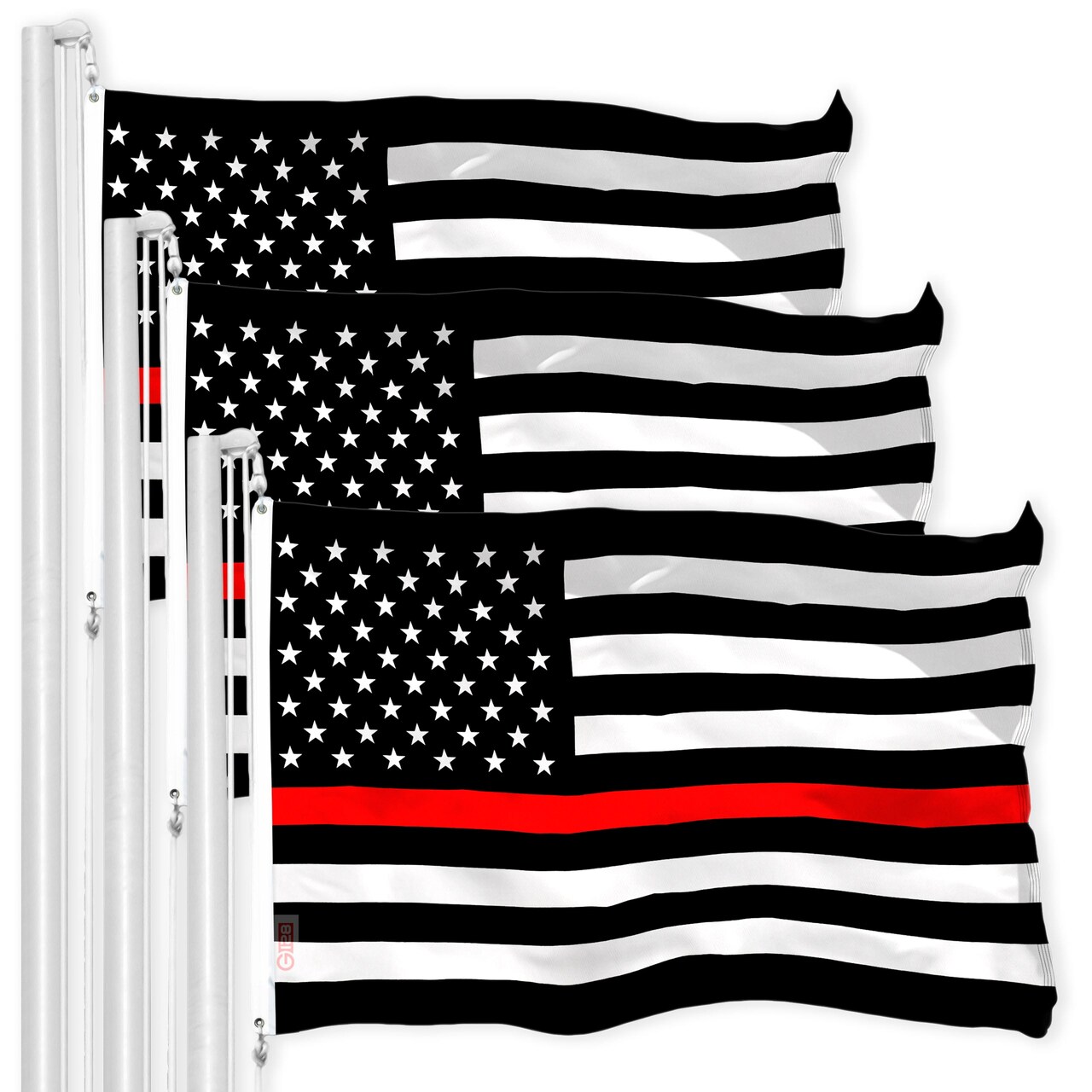 Thin Red Line Flag 3x5 Ft 3-Pack Printed 150D Polyester By G128